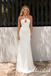 Cream Halter Keyhole Twist Knot Jersey Mermaid Wedding Guest Dress, PD4261