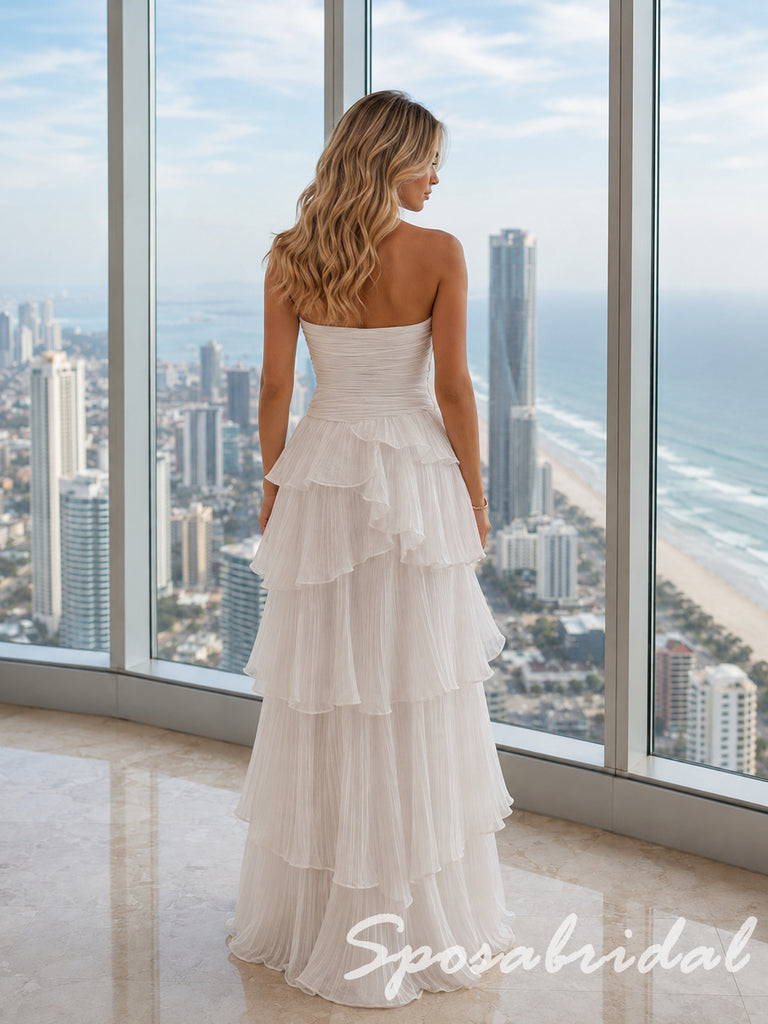 strapless guest of wedding dresses Dress by Macys Fall in love with this sheath floor length acetate satin bridesmaid dressalso a perfect choice for a formal gown Ivory Pleated Crinkle Strapless Tiered
