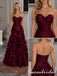 Luxe Burgundy Satin Strapless Sweetheart Formal Gown Tiered Ruffle Train, PD4277