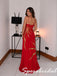 Sparkly Red Satin Spaghetti Straps Gown With Gold Sun Embroidery, PD4278