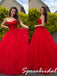 Elegant Red Strapless 3D Floral Tulle Ball Gown for Graduation, PD4280