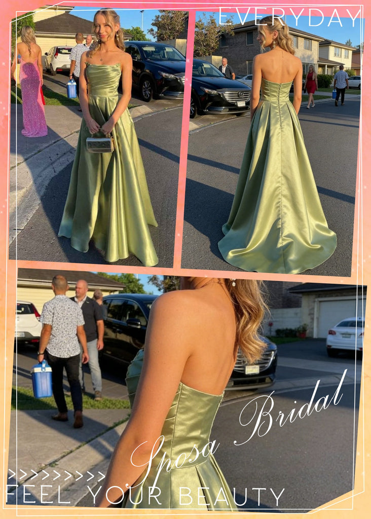 Sexy Soft Satin Sweetheart Ruched A-Line Floor Length Prom Dress, PD4091