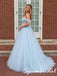 Romantic Light Blue Tulle Corset Prom Ball Gown with Lace Appliques, PD4284