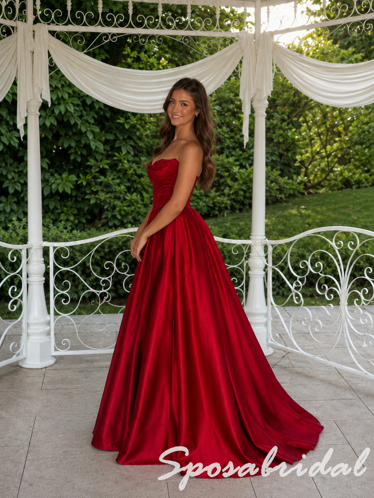 Stunning Satin Strapless Corset Ball Gown Prom Dress, PD4285