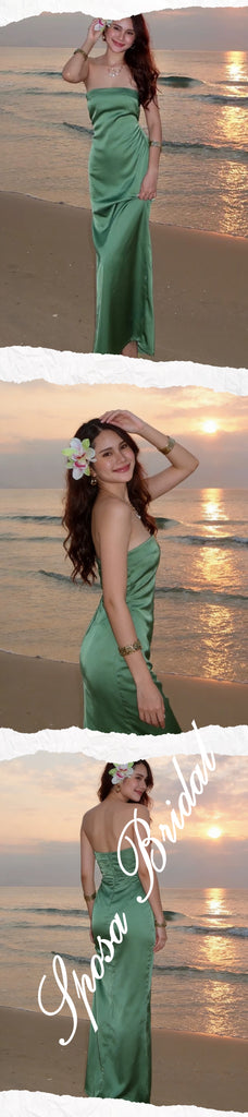 Simple Soft Satin Sweetheart Sleeveless Mermaid Maxi Prom Dress, PD4097