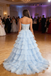 Sexy Light-Blue Chiffon Sweetheart Boning Pleated A-Line Floor Length Prom Dress With Split, PD4110