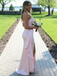 Blush Pink Satin Strapless Prom Dress with High Slit and Draped Detail, PD4122