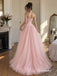 Blush Pink Beaded Embroidery Satin Strapless Corset Tulle Ball Gown Floor Length Evening Dress, PD4328