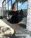 Sexy Black Tulle Off Shoulder V-Neck A-Line Mini Dresses/ Homecoming Dresses With Sleeves, PD3580