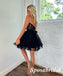 Sexy Black Tulle Sweetheart V-Neck A-Line Mini Dresses/ Homecoming Dresses, PD3579