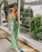 Sexy Sequin Spaghetti Straps Sleeveless Side Slit Mermaid Long Prom Dresses, PD3730