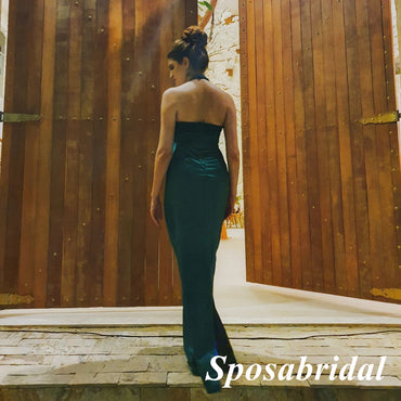 Sexy Soft Stin Halter Sleeveless Mermaid Floor Length Bridesmaid Dresses, BD3319