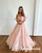 Elegant Two Pieces Sweetheart V-Neck A-Line Long Prom Dresses, PD3752
