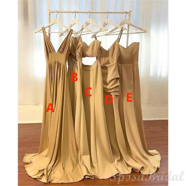 Red Gold Mismatched Popular Elegant Fashion New Unique Long Bridesmaid Dresses, Prom Dresses WG580