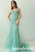Sexy Tulle And Lace Spaghetti Straps V-Neck Mermaid Long Prom Dresses, PD3826