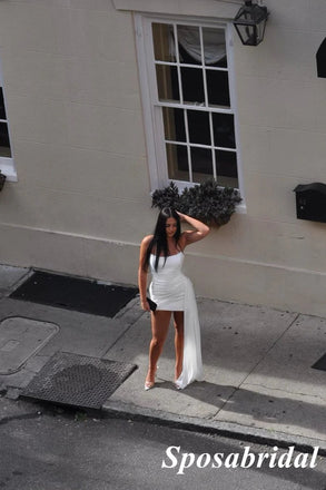 Sexy White Chiffon Sweetheart Sleeveless Short Prom Dresses/Homecoming Dresses, PD3519