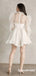 Sexy Tulle High Neck Long Sleeves A-Line Beach Short Wedding Dresses, WD3102