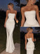 Ivory Strapless Corset Mermaid Gown, Ruched Bodycon Formal Prom Evening Dress, PD4368