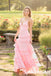 Hot Sale Chiffon Spaghetti Straps V-Neck Sleeveless A-Line Maxi Prom Dress, PD4008