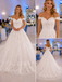 Off The Shoulder Lace Ball Gown Wedding Dress With Cathedral Train, WD3116