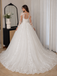 Long Sleeve Lace Tulle Ball Gown White Wedding Dress, WD3117