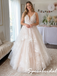 Lace Floral Tulle Deep V Spaghetti Straps Corset Back Wedding Dress Bridal Gown, WD3122