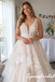 Lace Floral Tulle Deep V Spaghetti Straps Corset Back Wedding Dress Bridal Gown, WD3122