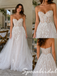 Ivory Floral Lace Strapless Sweetheart Sheer Corset Bodice Tulle A-Line Romantic Bridal Gown, WD3123