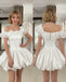 Modern White Satin Ruffle One Shoulder Short A-Line Bridal Gown, WD3111