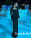 Sexy Black Jersey Long Sleeves Mermaid Long Prom Dresses, PD3802
