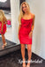Sexy Red Soft Satin Spaghetti Straps Sheath Mini Dresses/ Homecoming Dresses, PD3568