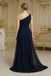 Elegant Chiffon One Shoulder Floor-Length Side Slit Mermaid Mother Of The Bride Dresses, SFM008