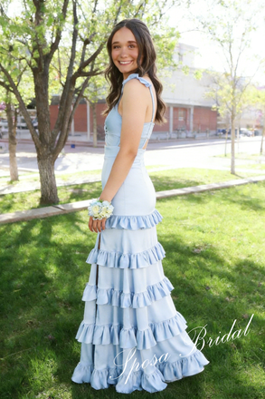 Elegant Soft Satin Spaghetti Straps Sleeveless Side Slit A-Line Prom Dress, PD4074