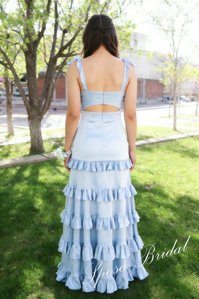 Elegant Soft Satin Spaghetti Straps Sleeveless Side Slit A-Line Prom Dress, PD4074