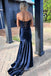 Elegant Soft Satin Sweetheart Sleeveless Side Slit Mermaid Prom Dress With Lace Appliques, PD4072