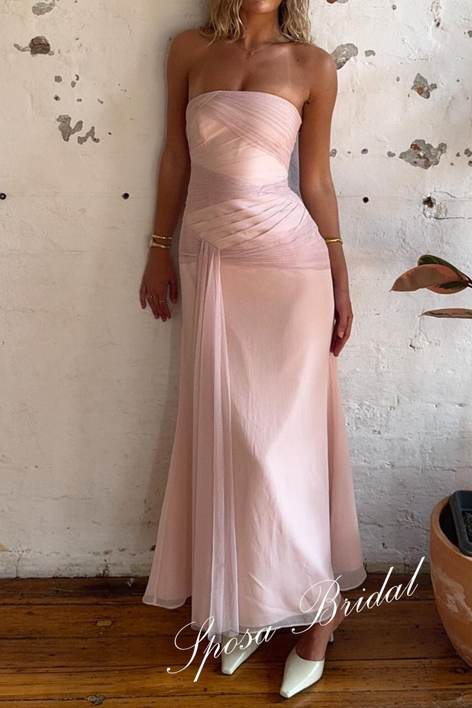 Sexy Chiffon Sweetheart Sleeveless Sheath Ankle-Length Prom Dress, PD4088