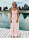 Sweet Chiffon Spaghetti Straps V-Neck Sleeveless A-Line Floor Length Graduation Dress, PD4083