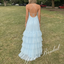 Elegant Chiffon Spaghetti Straps Ruffled Criss Cross A-Line Floor Length Prom Dress, PD4089