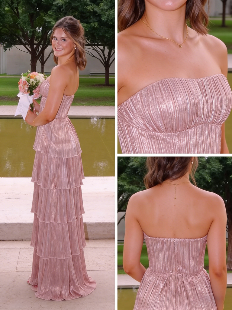 Shiny Special Fabric Sweetheart Strapless A-Line Floor Length Prom Dress, PD4115