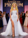 Silver Sequin Mermaid Prom Dress with Detachable Tulle Train and Crystal Straps, PD4124