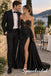 Black Satin Lace Sweetheart High Slit Floor Length Mermaid Evening Gown, PD4299