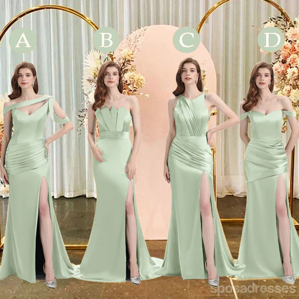 Mismatched Mermaid Sage Sexy Elegant Mermaid Long Bridesmaid Dresses, BD3396