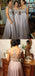 Long formal grey lace elegant a line seen through back floor-length Bridesmaid Dresses, WG02