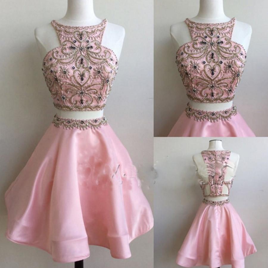 Popular pink Stunning Two pieces unique cocktail homecoming prom gown gowns dress,BD00113