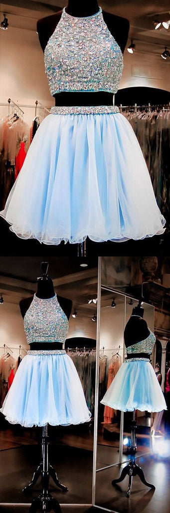 New Arrival two pieces sparkly backless crop tops freshman homecoming prom dress,BD00116