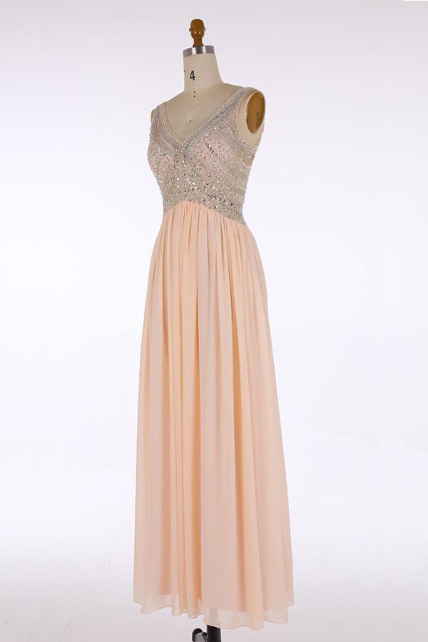 V Neck Top Beaded Fashion Elegant Floor-Length Beautiful Prom Dresses, Party Evening dress, PD0653