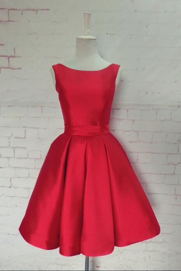 Bright Red Elegant Simple Cheap Short Homecoming Dresses 2018, CM550 - SposaBridal