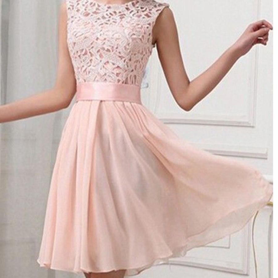 Light pink lace simple chiffon casual teen homecoming prom dress,BD001 SposaBridal Light pink lace simple chiffon casual teen homecoming prom dress,BD001 SposaBridal