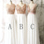 Mismatched Different Styles Sequin Top White Chiffon  On Sale Long Bridesmaid Dresses , WG17