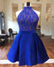 Royal Blue Halter Cheap Short Homecoming Dresses Online, CM530